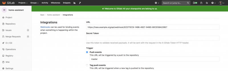 Home Assistant, Git Plugin and Web Hooks